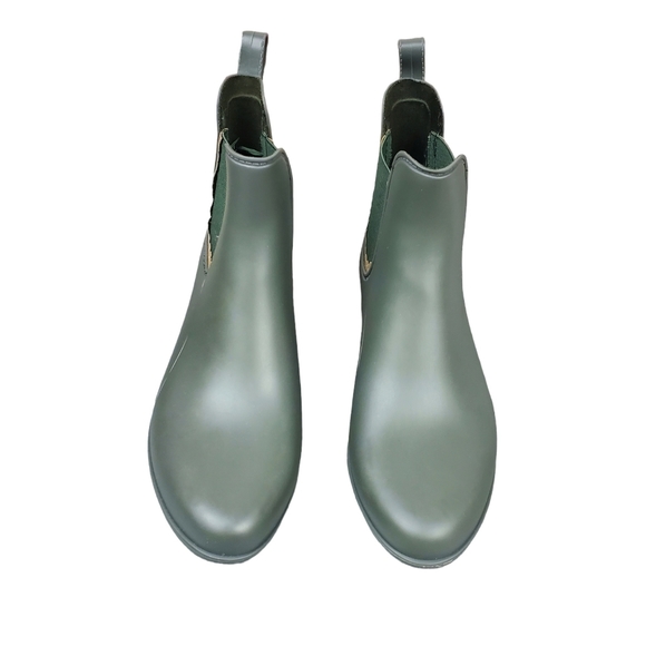 Jack Rogers Sallie Green Metallic Gold Scalloped Rain Boots Size 8 - Picture 5 of 11